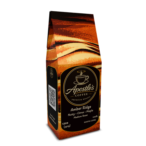  Front of Amber Ridge medium roast coffee beans bag