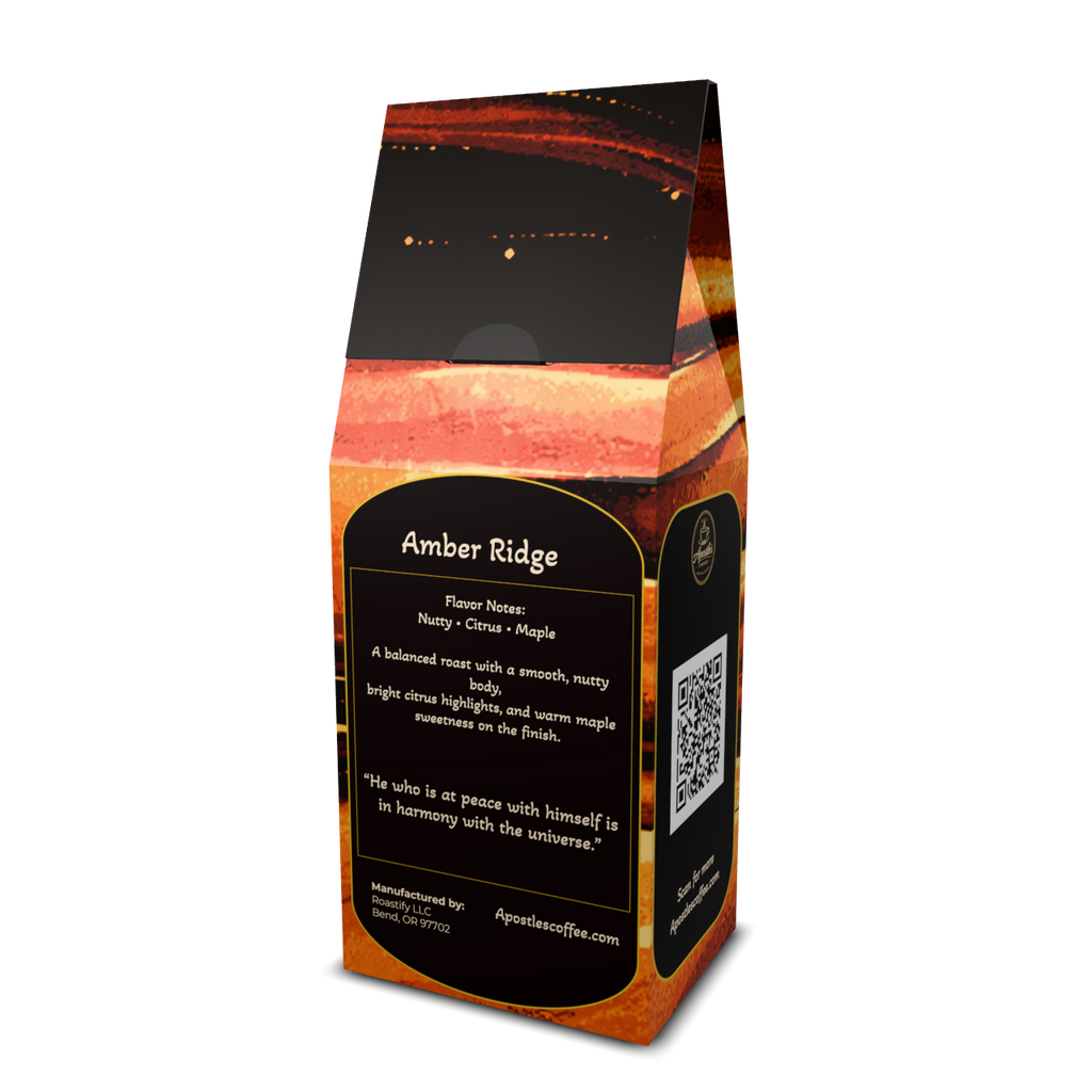 Amber Ridge coffee bag label and tasting notes