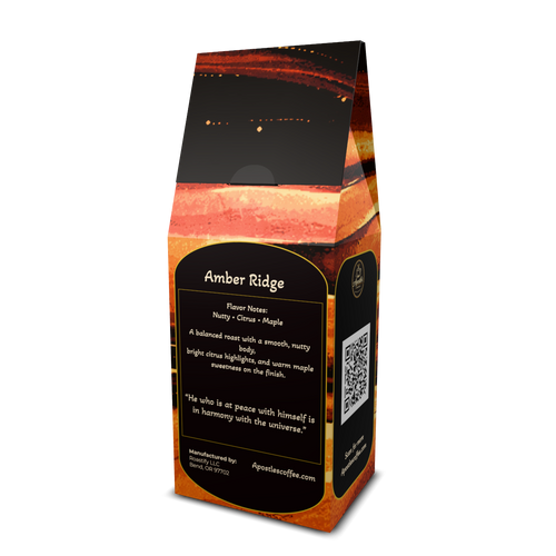 Amber Ridge coffee bag label and tasting notes