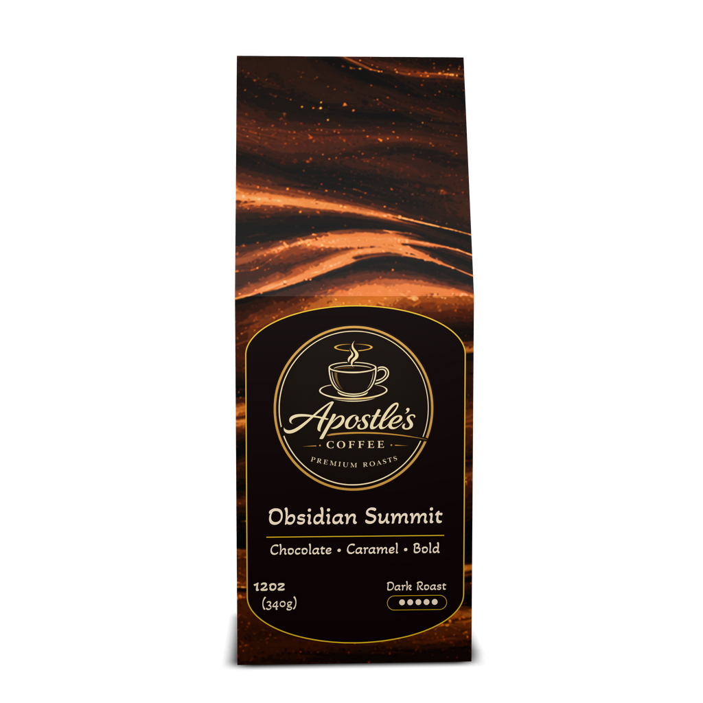 Obsidian Summit dark roast coffee beans bag