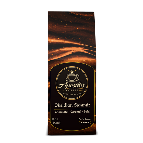 Obsidian Summit dark roast coffee beans bag