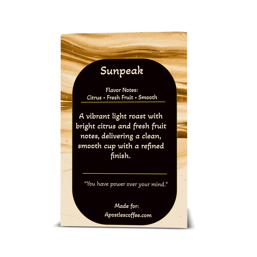 Sunpeak coffee pods box back label and information